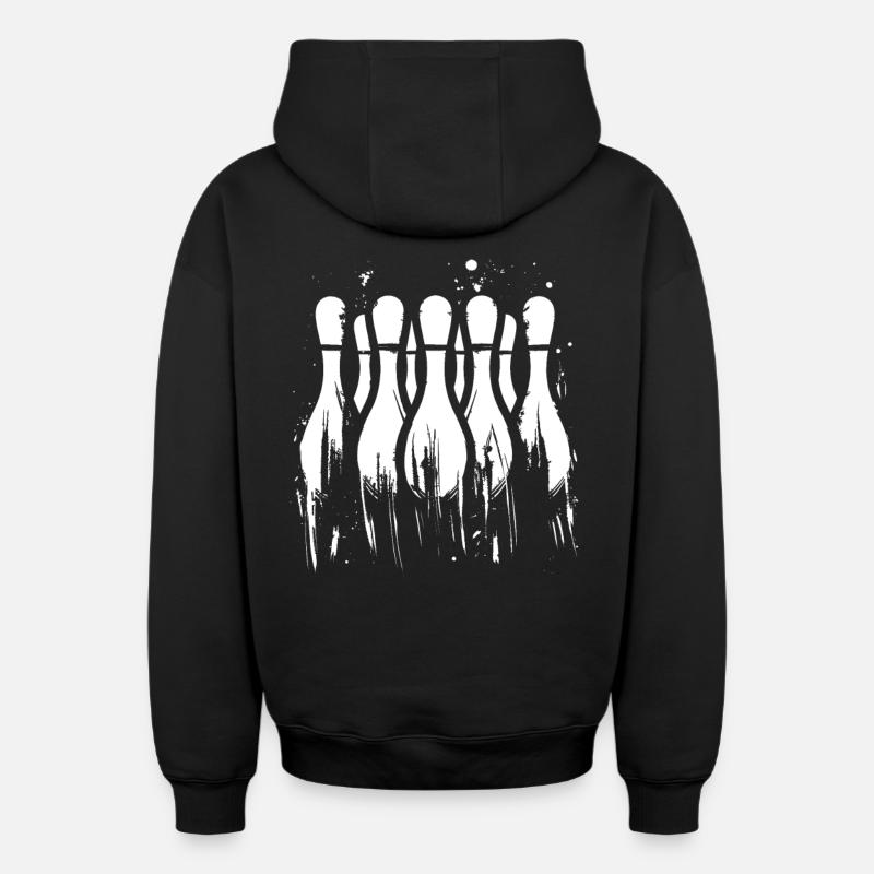 Graphiques de bowling - Sweat à capuche unisexe zippé oversize épais SPREAD - noir
