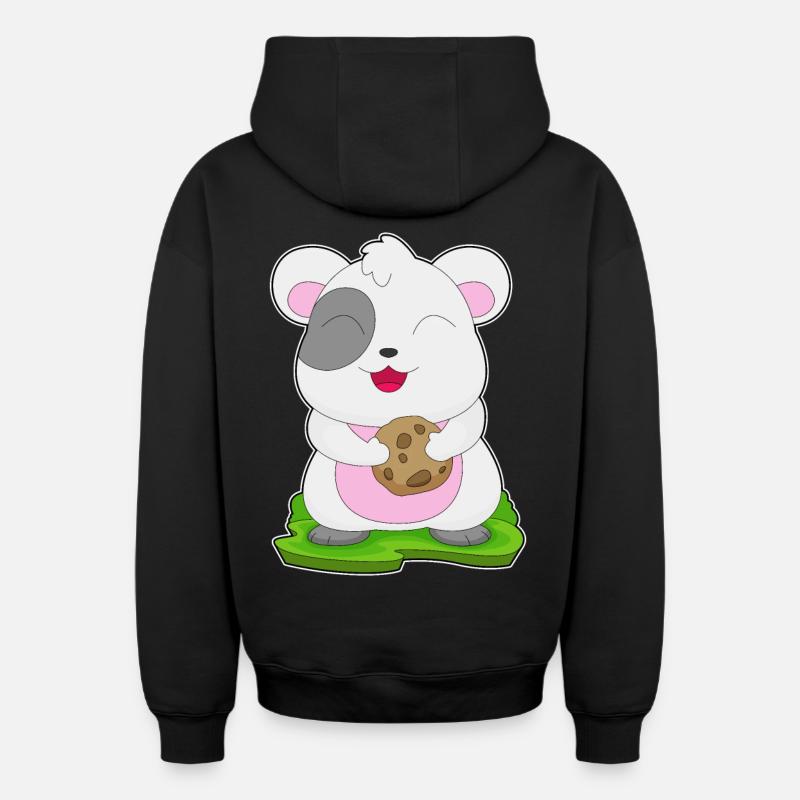 Biscuit hamster - Sweat à capuche unisexe zippé oversize épais SPREAD - noir