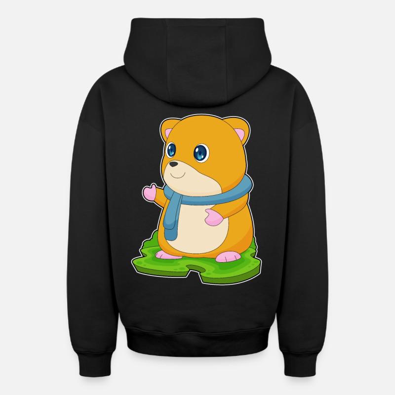 Écharpe Hamster - Sweat à capuche unisexe zippé oversize épais SPREAD - noir