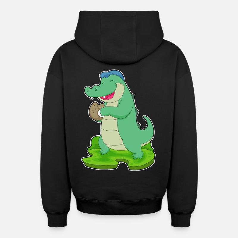 Gant de baseball en crocodile - Sweat à capuche unisexe zippé oversize épais SPREAD - noir