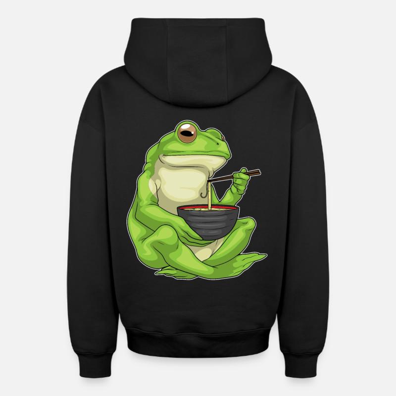 Frog Bowl Ramen - Sweat à capuche unisexe zippé oversize épais SPREAD - noir