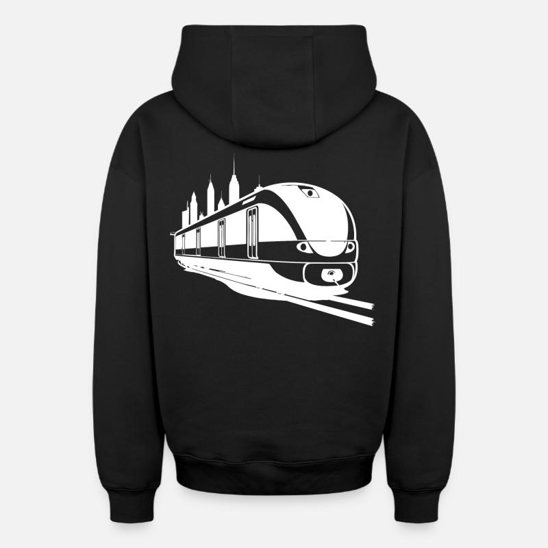 Chemin de fer - Sweat à capuche unisexe zippé oversize épais SPREAD - noir