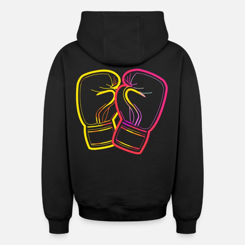 Dessin de gants de boxe - Sweat à capuche unisexe zippé oversize épais SPREAD - noir