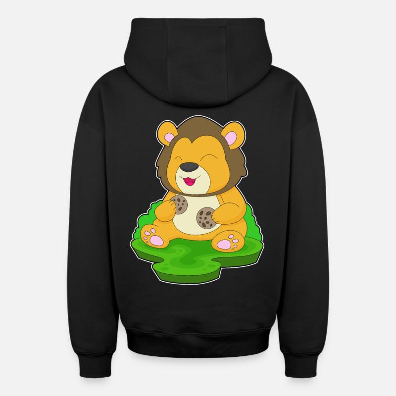 Biscuits Lion - Sweat à capuche unisexe zippé oversize épais SPREAD - noir