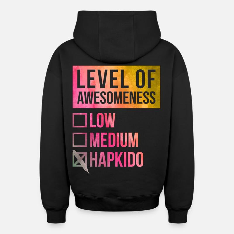 Hapkido - Sweat à capuche unisexe zippé oversize épais SPREAD - noir