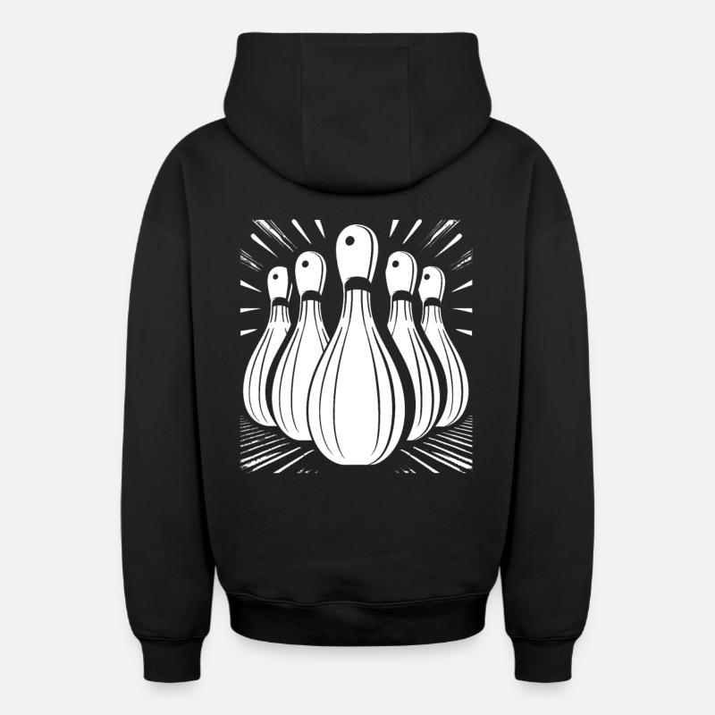Graphiques de bowling - Sweat à capuche unisexe zippé oversize épais SPREAD - noir