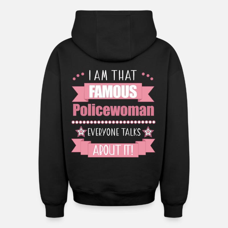 Policier Profession Dames Cadeau - Sweat à capuche unisexe zippé oversize épais SPREAD - noir