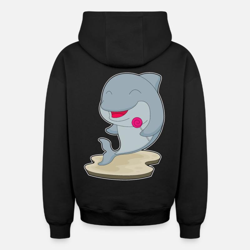 Sucette dauphin - Sweat à capuche unisexe zippé oversize épais SPREAD - noir