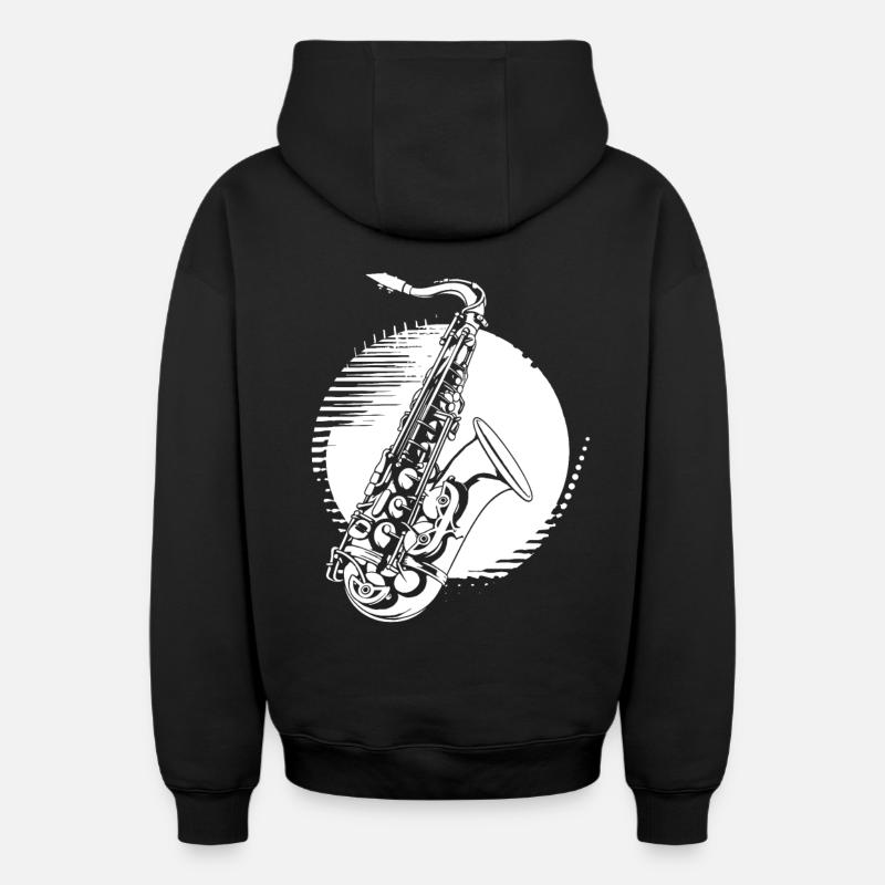 Graphisme pour saxophone - Sweat à capuche unisexe zippé oversize épais SPREAD - noir