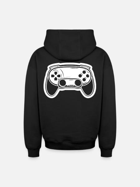 Video Game Controller Drawing - Oversized Heavyweight Unisex Zip Hoodie - black