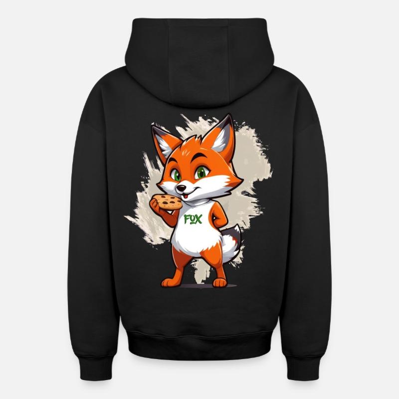 Renard aux biscuits - Sweat à capuche unisexe zippé oversize épais SPREAD - noir