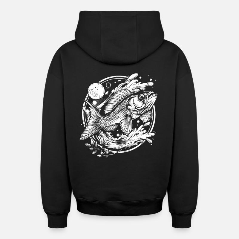Graphique de poisson - Sweat à capuche unisexe zippé oversize épais SPREAD - noir