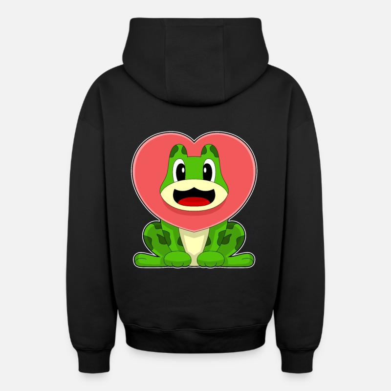 Coeur de grenouille - Sweat à capuche unisexe zippé oversize épais SPREAD - noir