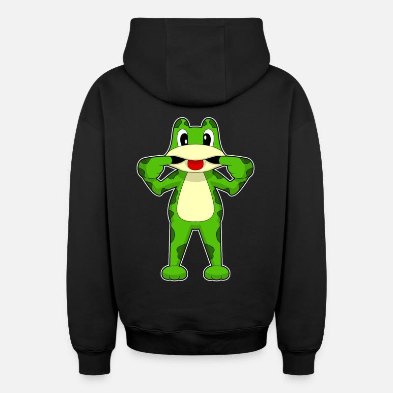 Grenouille folle - Sweat à capuche unisexe zippé oversize épais SPREAD - noir