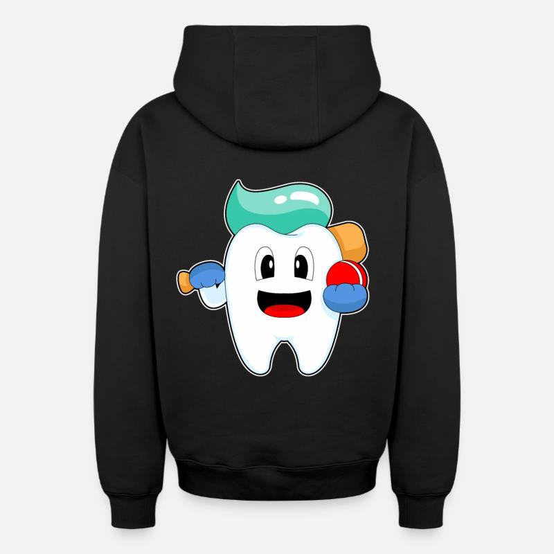 Tooth Cricket Cricket Bat - Sweat à capuche unisexe zippé oversize épais SPREAD - noir