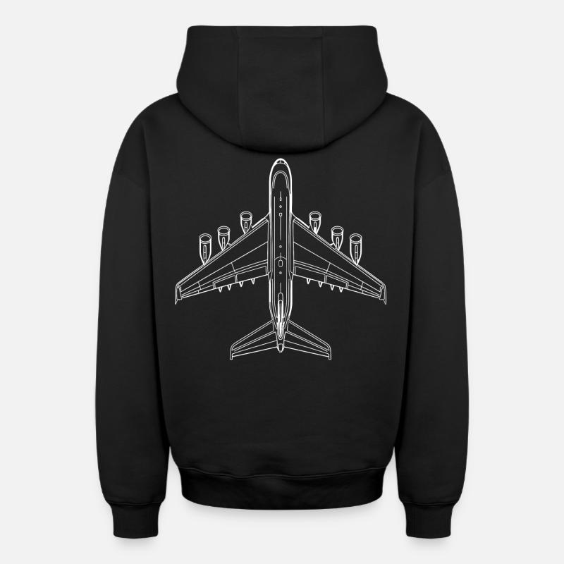 Dessin d’avion - Sweat à capuche unisexe zippé oversize épais SPREAD - noir