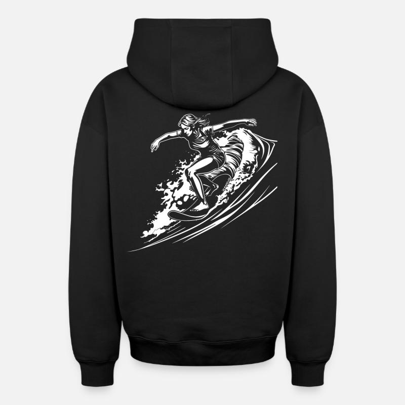 Surfeuse - Sweat à capuche unisexe zippé oversize épais SPREAD - noir