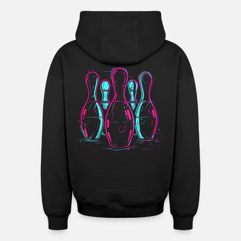 Bowling rétro Synthwave - Sweat à capuche unisexe zippé oversize épais SPREAD - noir