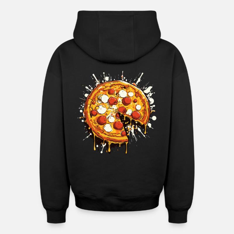 Graphique de pizza - Sweat à capuche unisexe zippé oversize épais SPREAD - noir