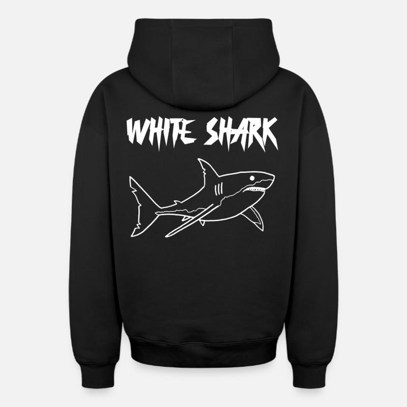 Requin blanc - Sweat à capuche unisexe zippé oversize épais SPREAD - noir