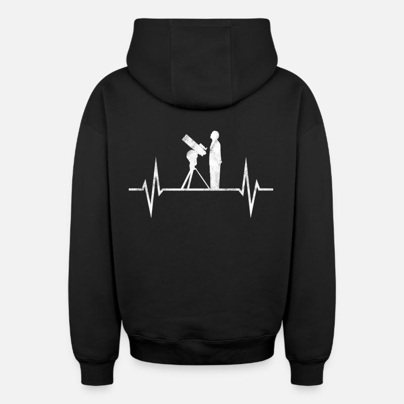 Astronomie Astronome Télescope Univers - Sweat à capuche unisexe zippé oversize épais SPREAD - noir