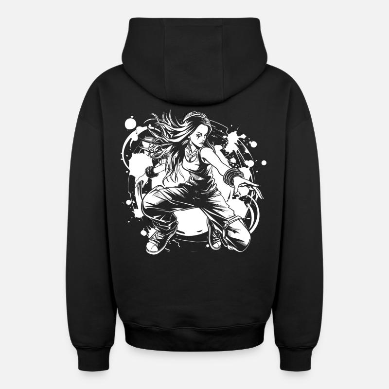 Breakdancer Fille - Sweat à capuche unisexe zippé oversize épais SPREAD - noir