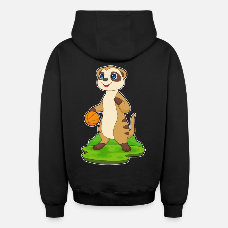 Meerkat Basketteur Basketteur - Sweat à capuche unisexe zippé oversize épais SPREAD - noir