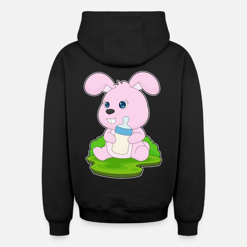 Bunny Lait de biberon - Sweat à capuche unisexe zippé oversize épais SPREAD - noir