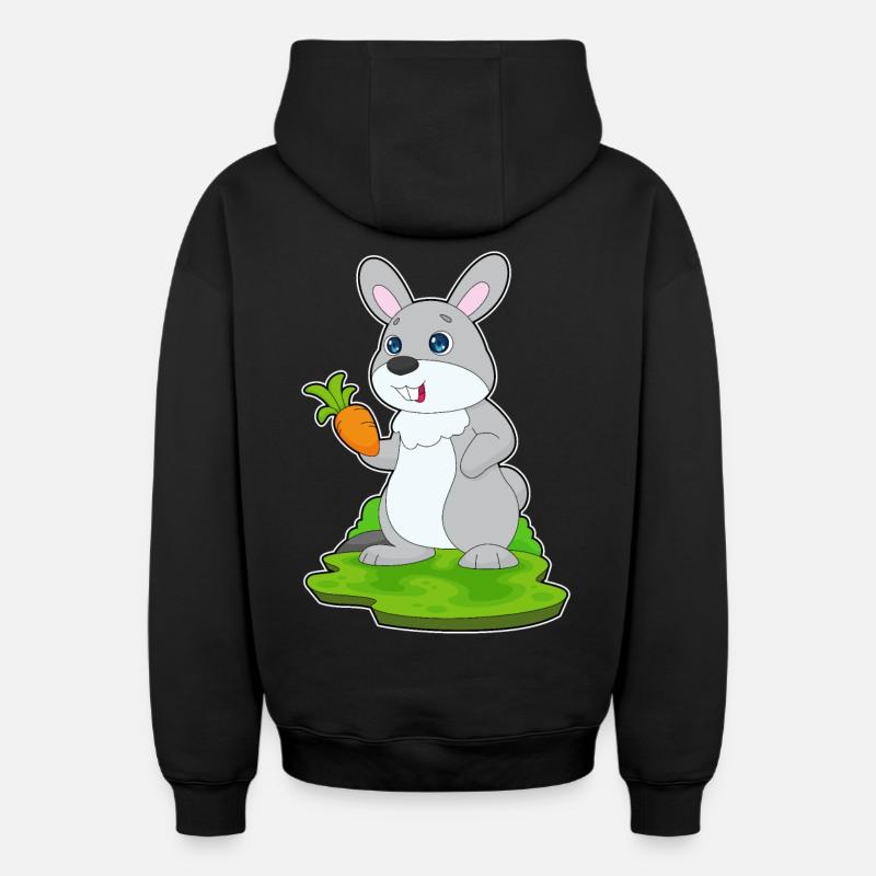 Lapin Carotte - Sweat à capuche unisexe zippé oversize épais SPREAD - noir