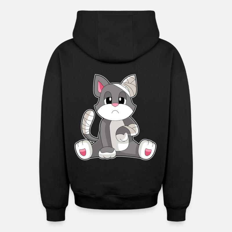 Bandage pour chat - Sweat à capuche unisexe zippé oversize épais SPREAD - noir