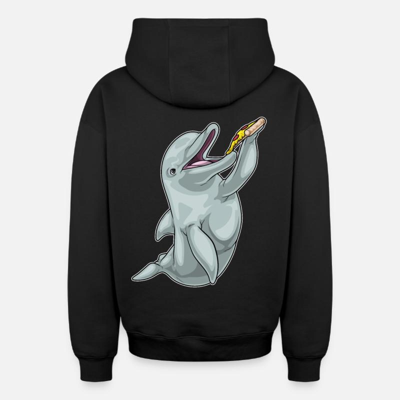 Pizza Dauphin - Sweat à capuche unisexe zippé oversize épais SPREAD - noir