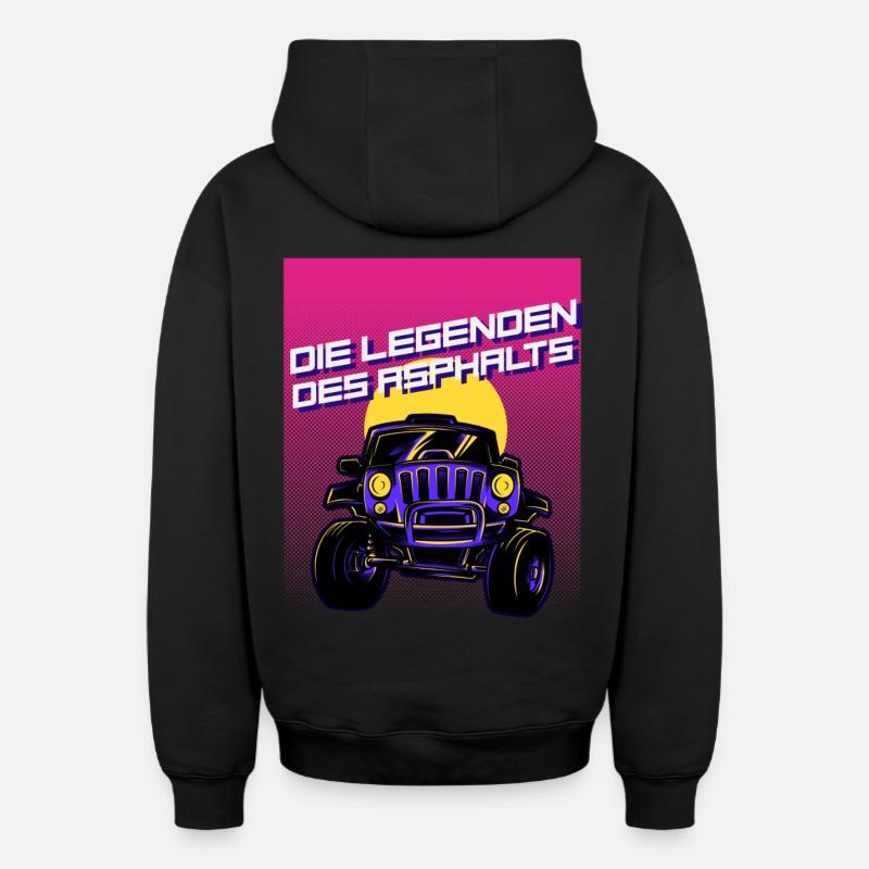 Les légendes de l’asphalte - Sweat à capuche unisexe zippé oversize épais SPREAD - noir
