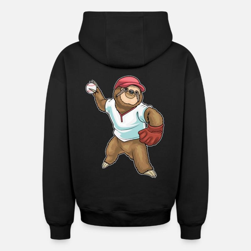 Gant de baseball Sloth - Sweat à capuche unisexe zippé oversize épais SPREAD - noir
