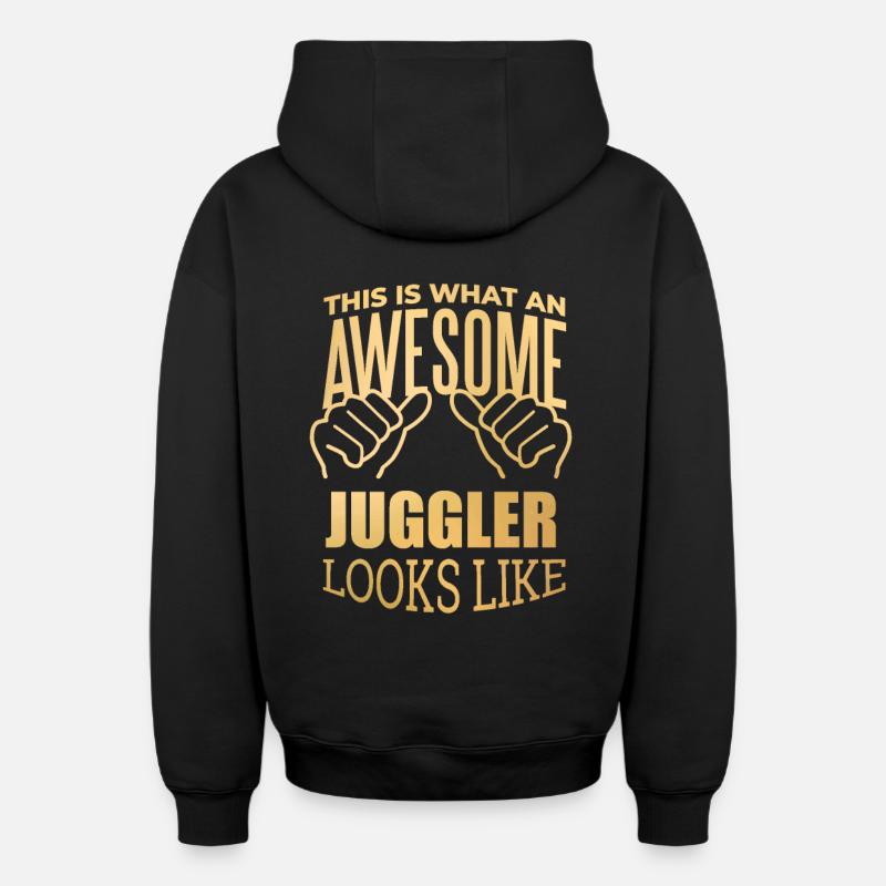 jonglerie - Sweat à capuche unisexe zippé oversize épais SPREAD - noir