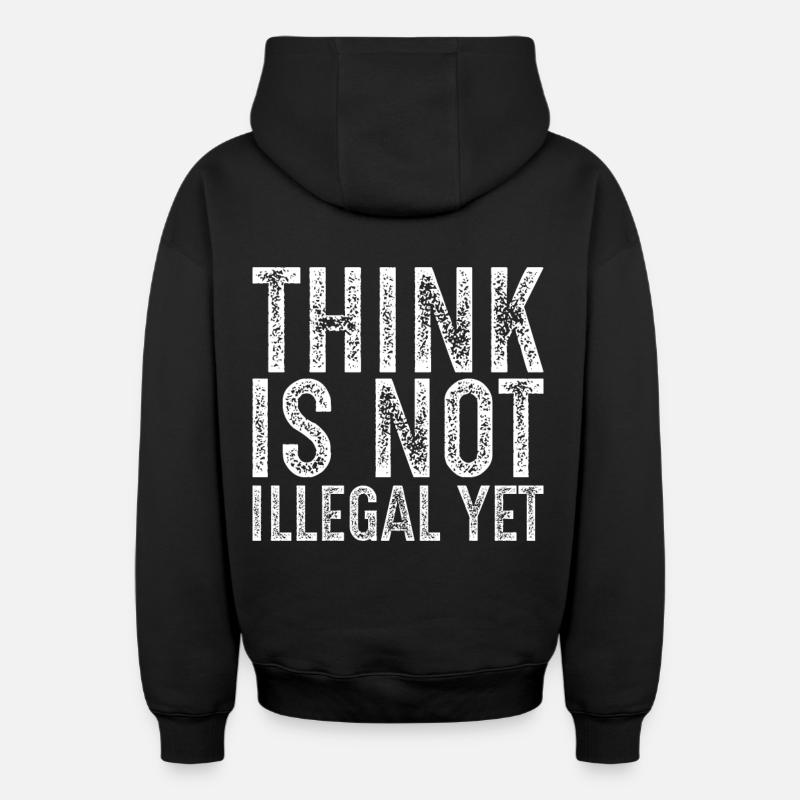 think is not illegal yet - Sweat à capuche unisexe zippé oversize épais SPREAD - noir