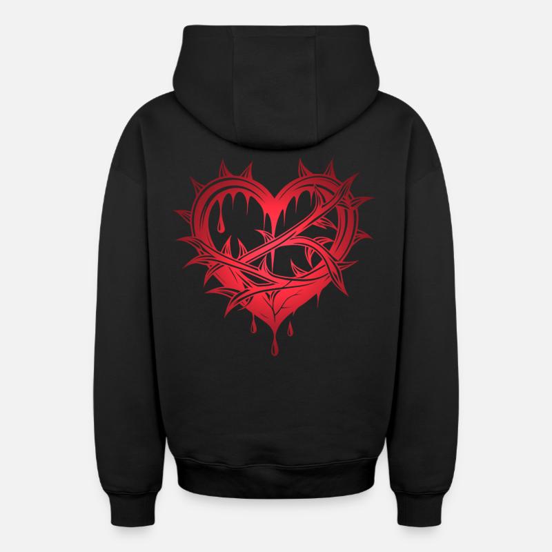 Coeur avec épines - Sweat à capuche unisexe zippé oversize épais SPREAD - noir