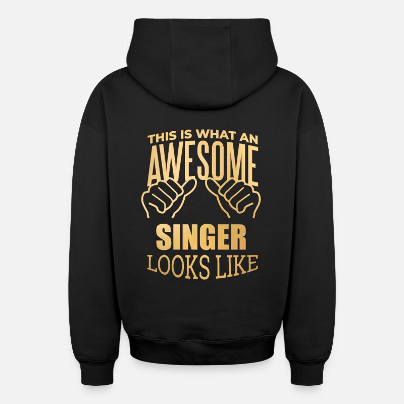 chanter - Sweat à capuche unisexe zippé oversize épais SPREAD - noir