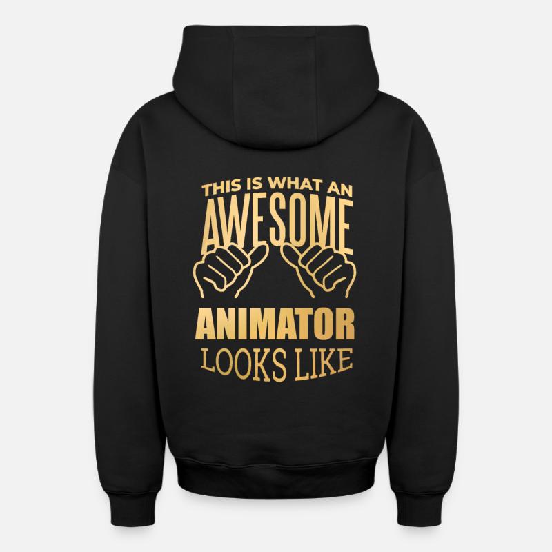 animation - Sweat à capuche unisexe zippé oversize épais SPREAD - noir