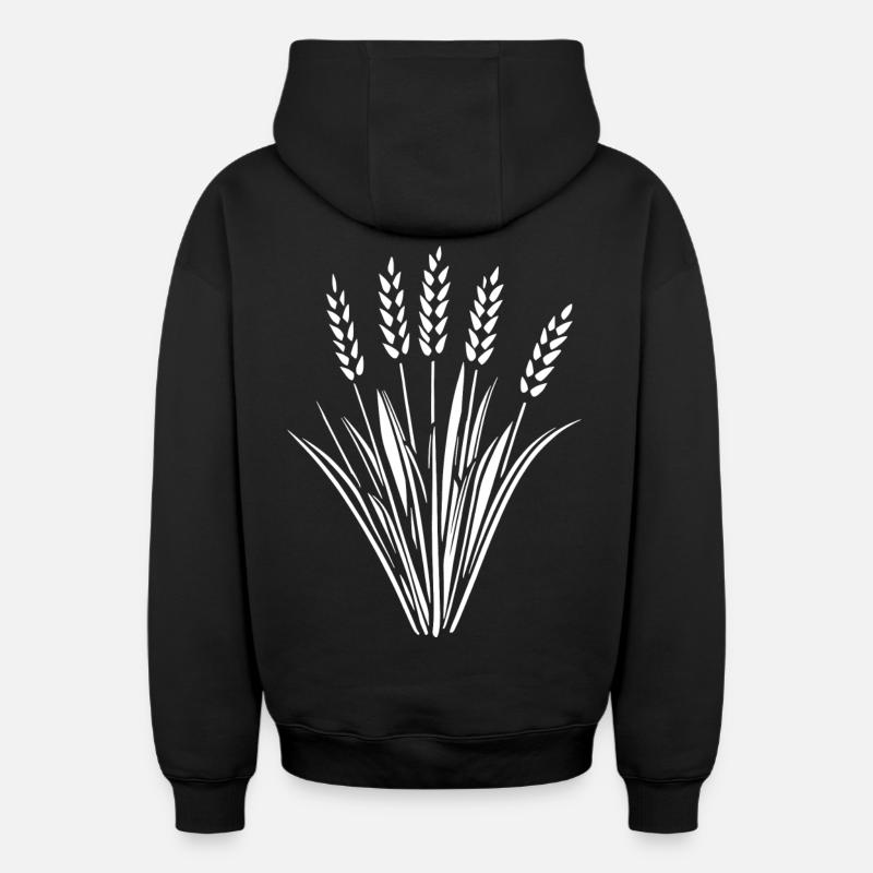 5 épis de blé - Sweat à capuche unisexe zippé oversize épais SPREAD - noir