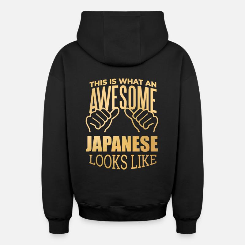 Japon - Sweat à capuche unisexe zippé oversize épais SPREAD - noir