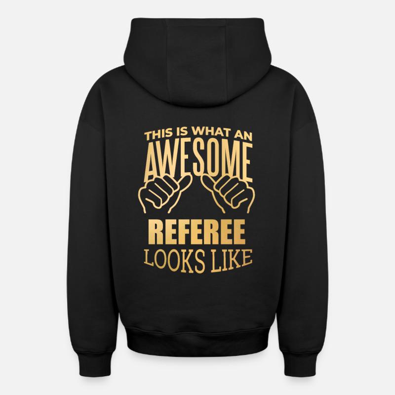 Arbitre - Sweat à capuche unisexe zippé oversize épais SPREAD - noir