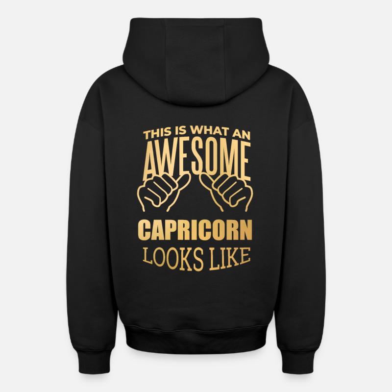 Capricorne - Sweat à capuche unisexe zippé oversize épais SPREAD - noir