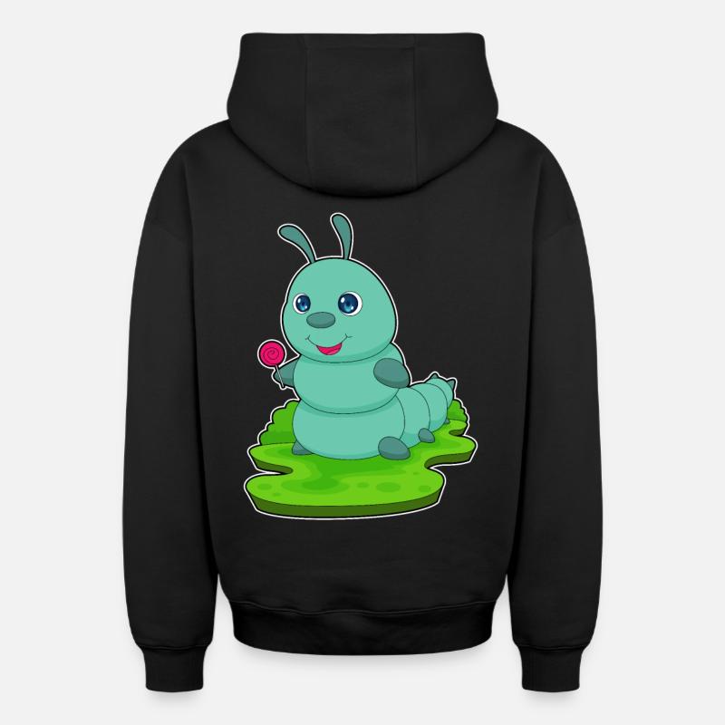 Sucette chenille - Sweat à capuche unisexe zippé oversize épais SPREAD - noir