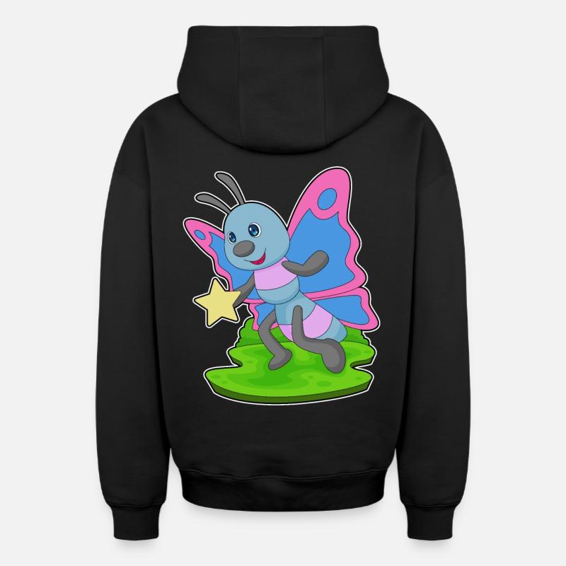 Étoile papillon - Sweat à capuche unisexe zippé oversize épais SPREAD - noir
