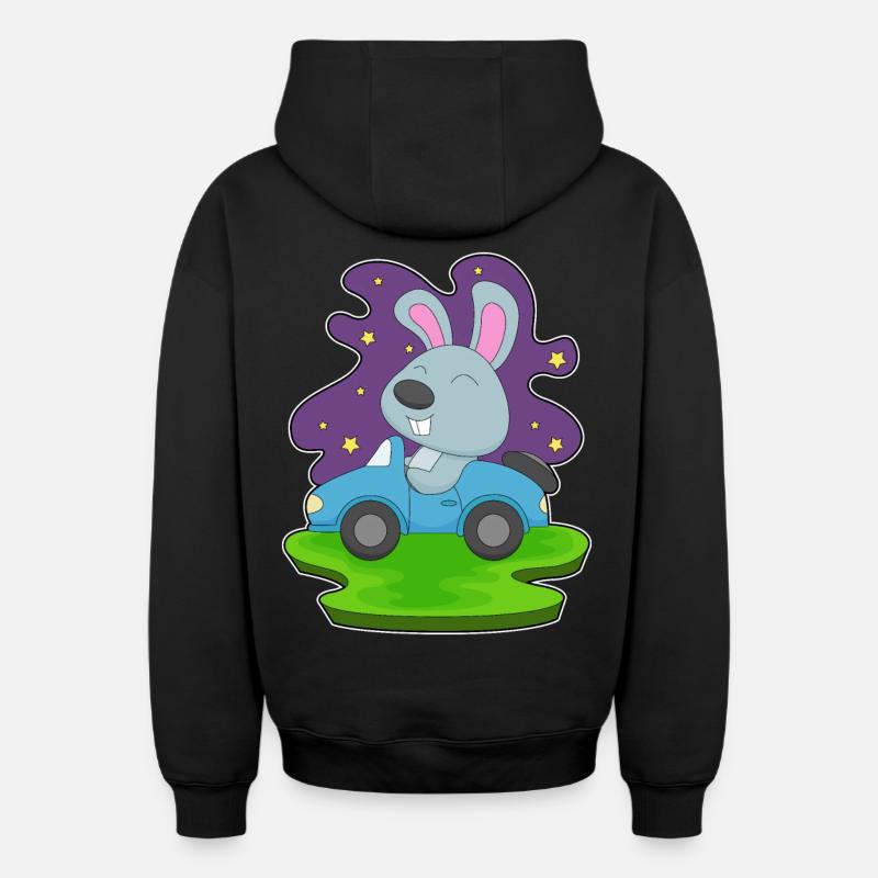 Voiture Lapin - Sweat à capuche unisexe zippé oversize épais SPREAD - noir