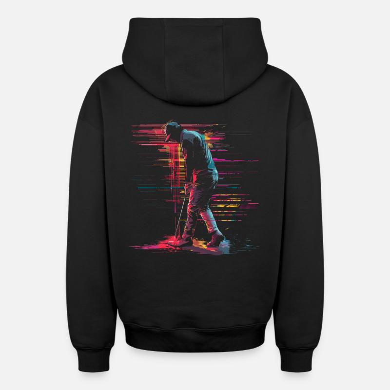 Golfeur Retrowave - Sweat à capuche unisexe zippé oversize épais SPREAD - noir