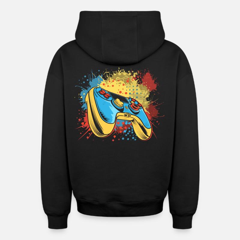 Graffiti de jeu - Sweat à capuche unisexe zippé oversize épais SPREAD - noir