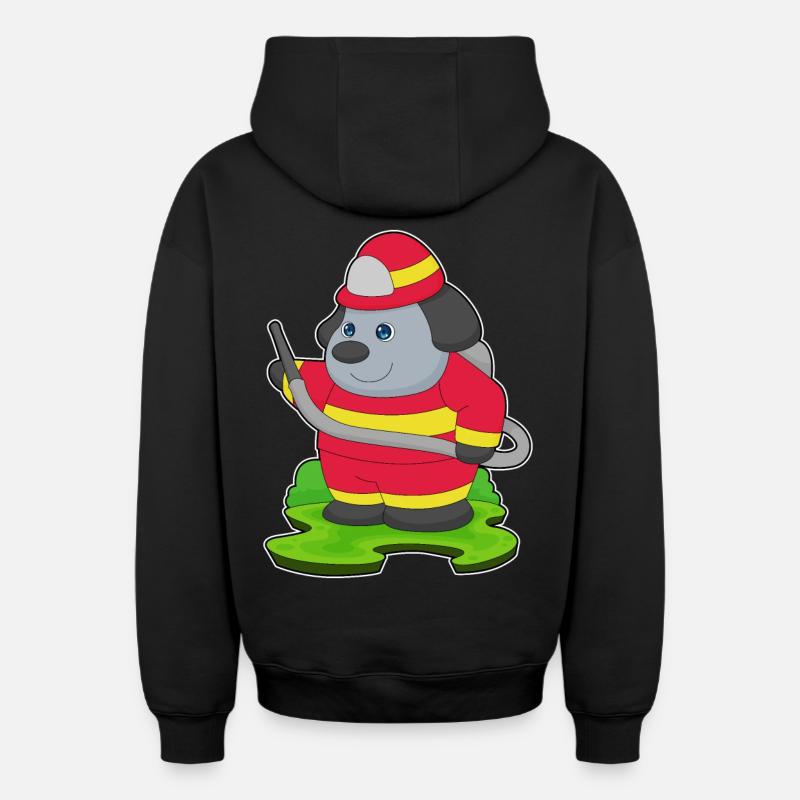 Chien pompier pompier brigade - Sweat à capuche unisexe zippé oversize épais SPREAD - noir