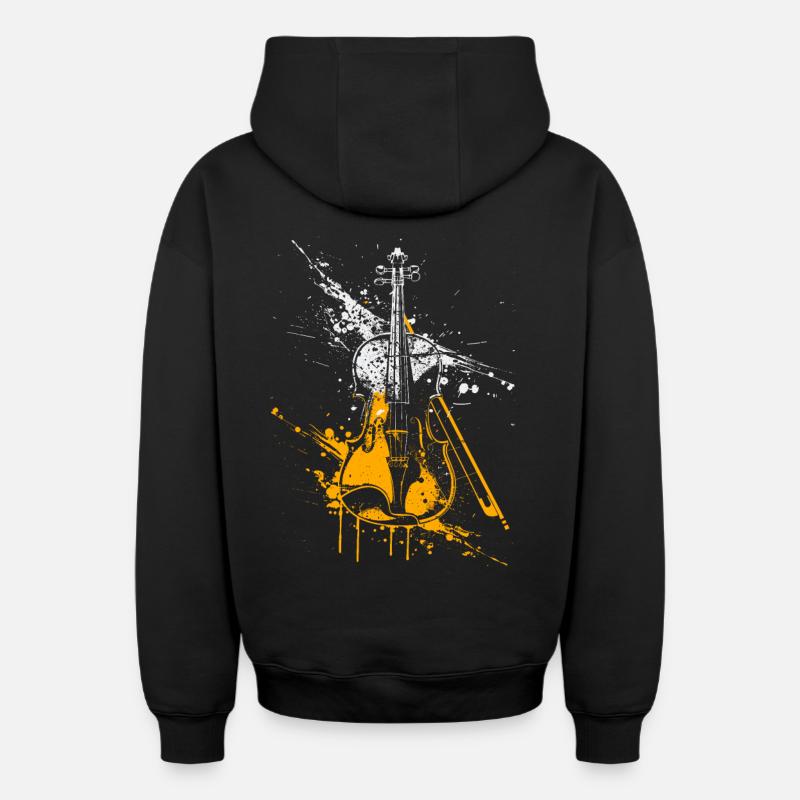 Graffiti de violon - Sweat à capuche unisexe zippé oversize épais SPREAD - noir