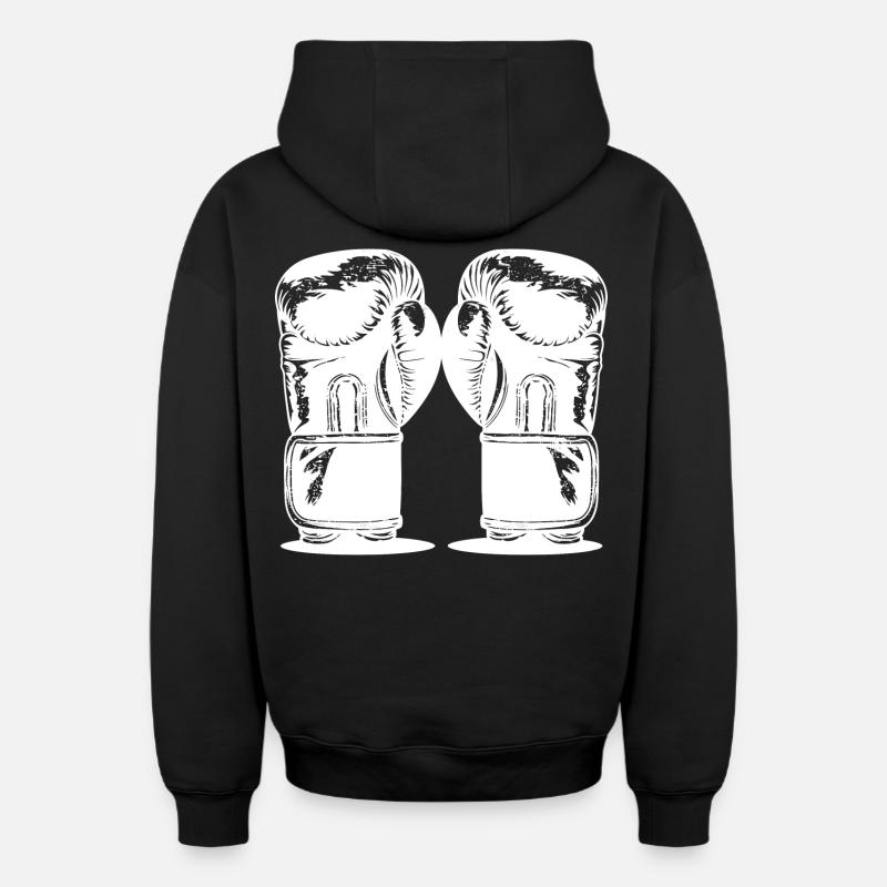 Boxe - Sweat à capuche unisexe zippé oversize épais SPREAD - noir